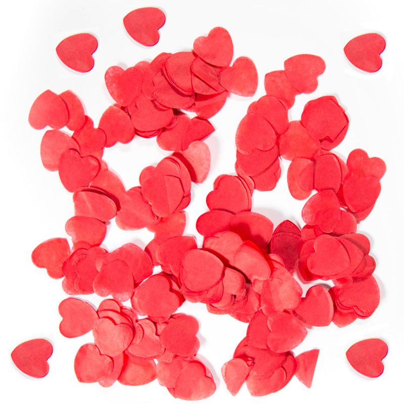 Rød hjerte papirkonfetti, 14 g.