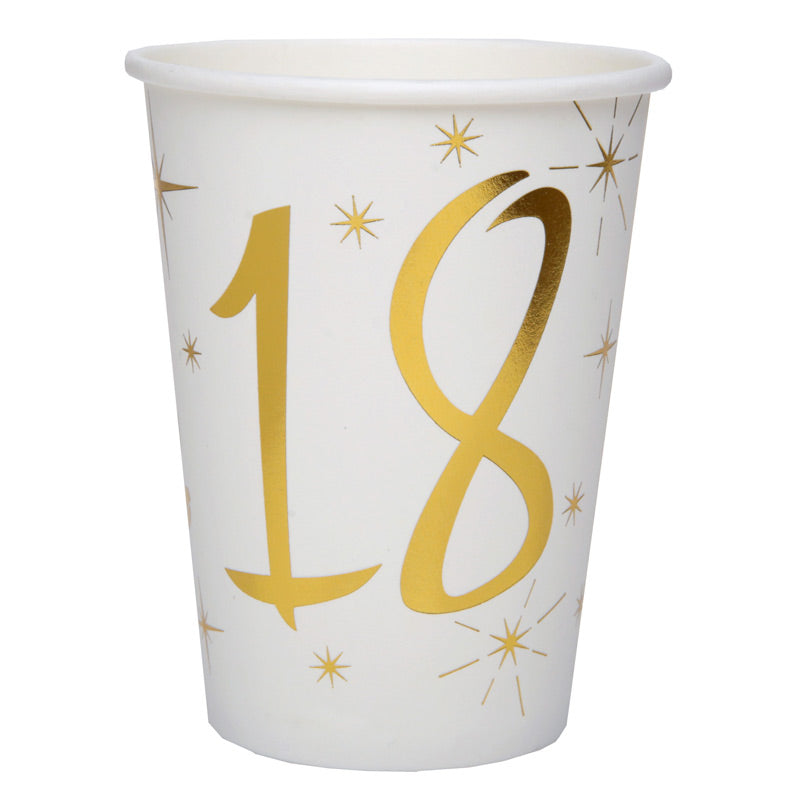 18 års pap kop, hvid og guld, 1 stk.