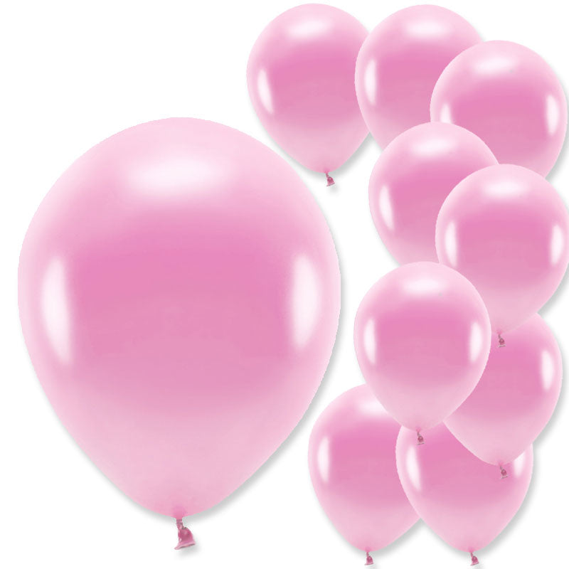 10 stk. pink Øko balloner i metallic 26 cm