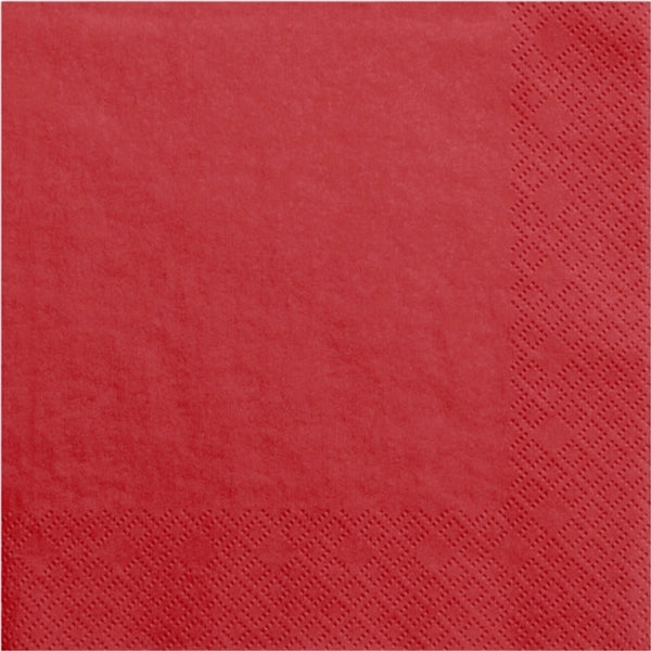 Frokost servietter i Rød 33 x 33 cm udfoldet