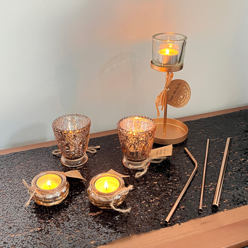 Lys skjulere i glas i rose gold