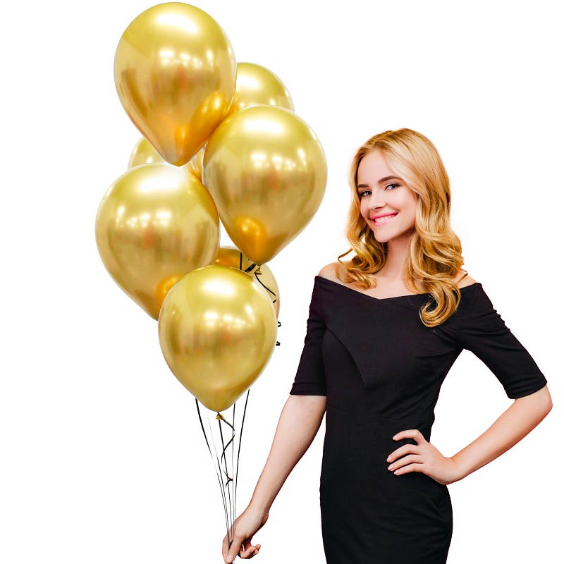 1 pose med 5 shiny metallic guld balloner til guldfesten – Fest4all.dk