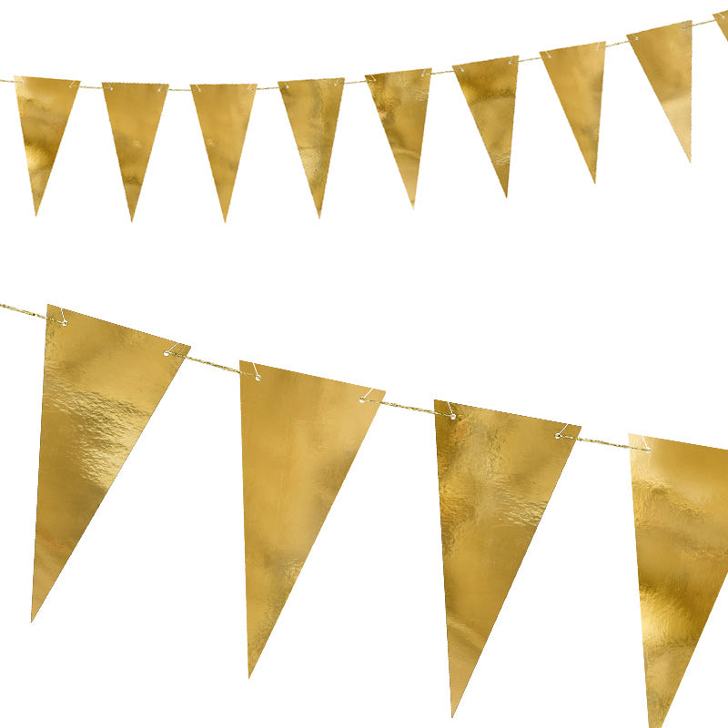 Flag guirlande i pap med Guld Vimpler