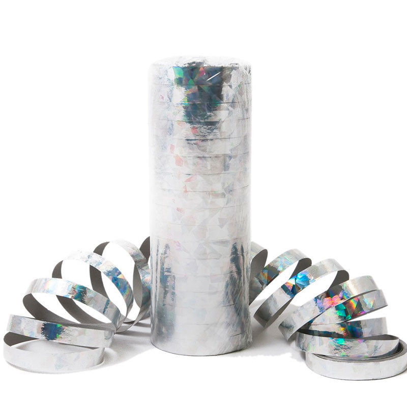 Sølv Serpentiner med 18 ruller til at puste ud på ca. 3,8 m længde