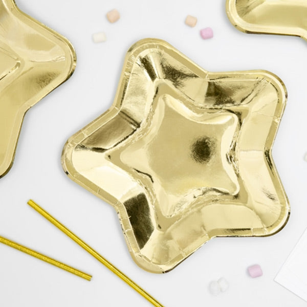 Pap Tallerken Guld 23 cm 6 stk.