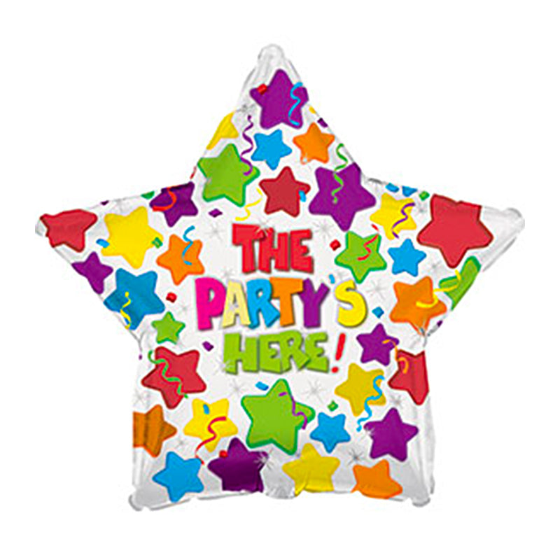 Folie Ballon "The Party's here" - Send med Helium