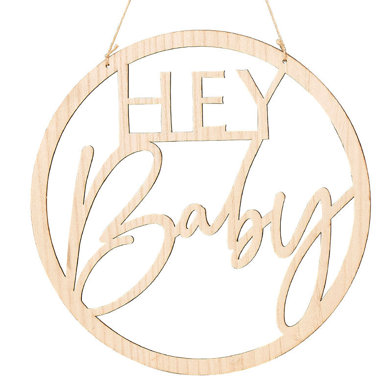 Babyshower træskilt 36 cm - Hey Baby