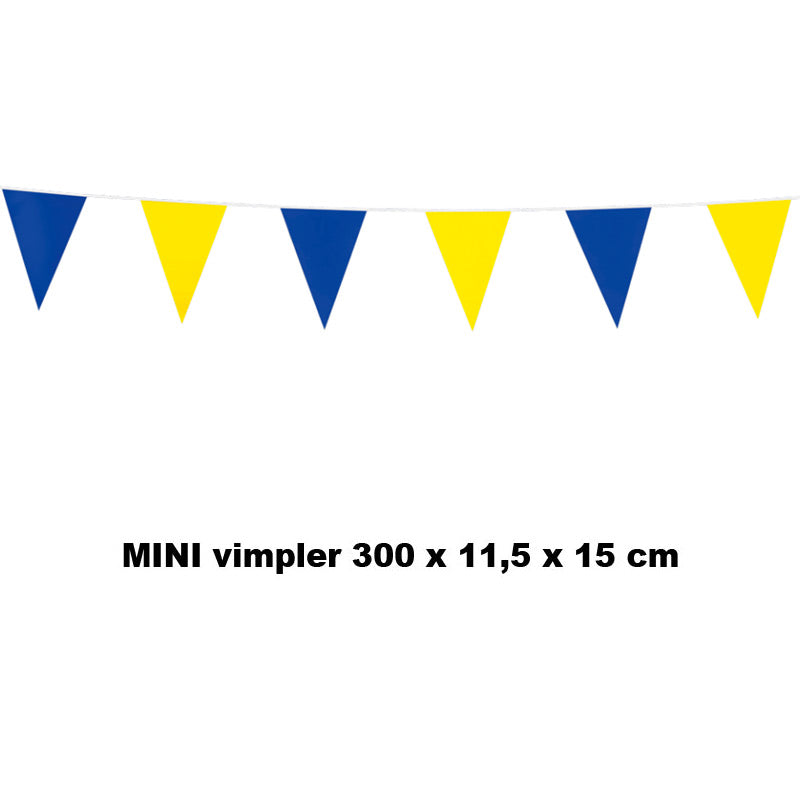 Mini Vimpel i blå og gul 3m Svenske og Ukrainske farver