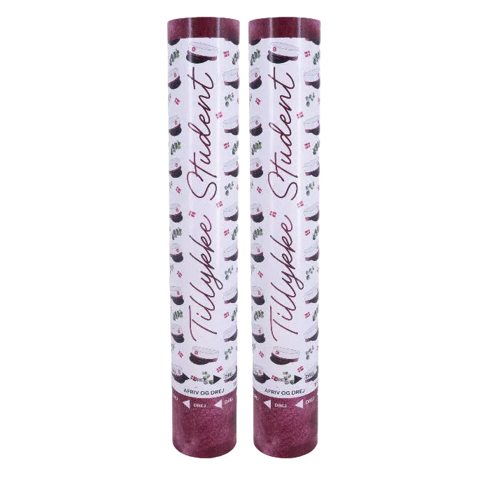 Konfettirør rød og hvid, 2 stk.