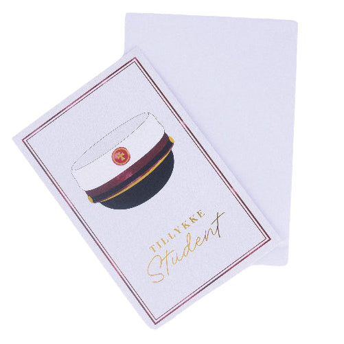 Lykønskningskort, rød student, 1 stk.