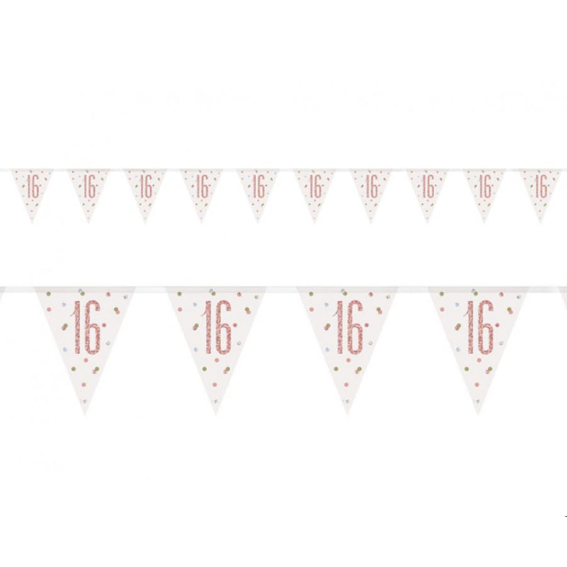 Lyserød/hvid 16 års flag vimpel, 274 cm