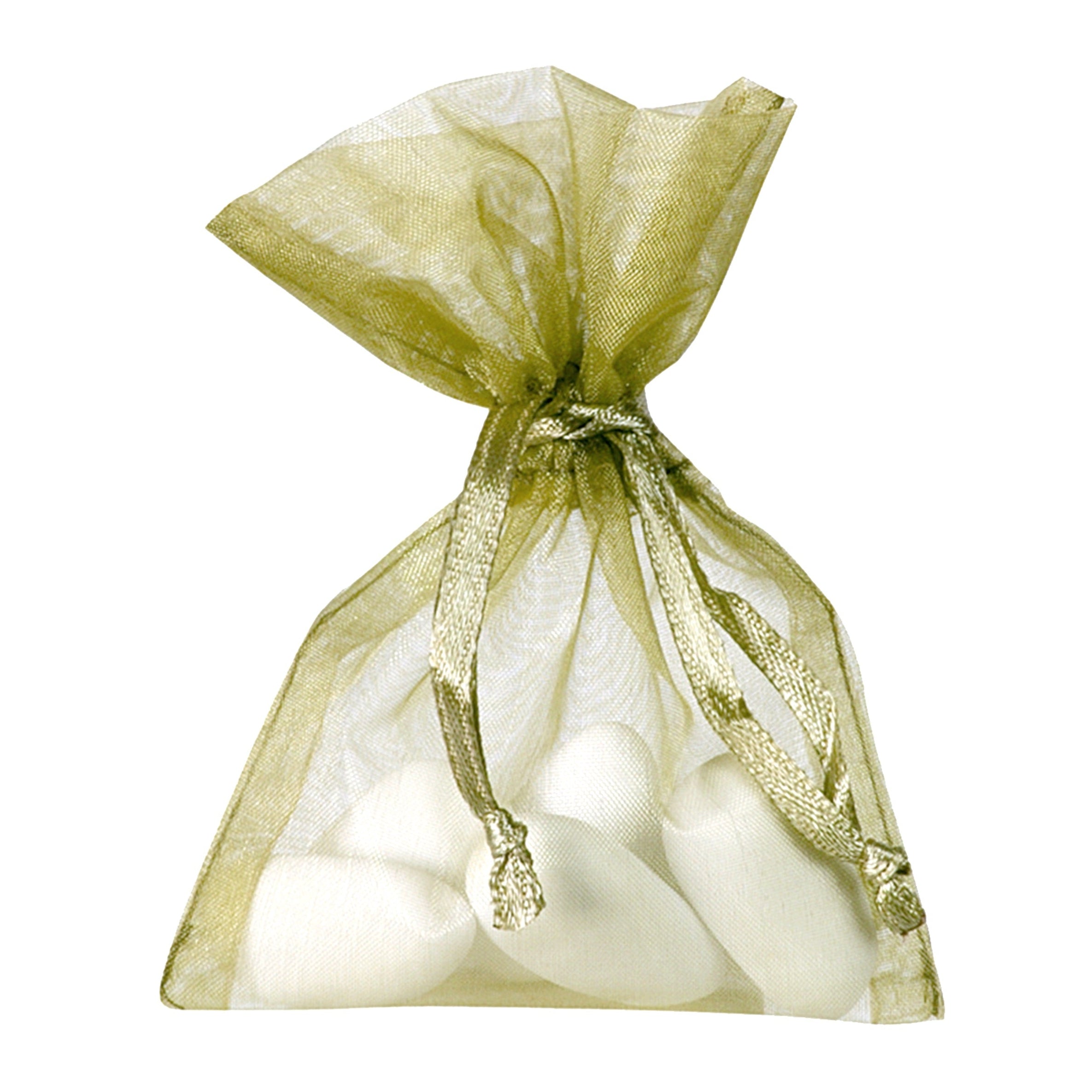 Oliven organza poser, 10 stk.