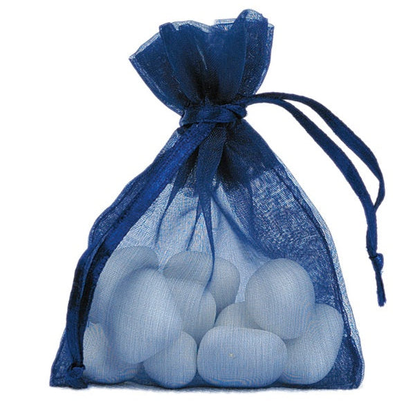 Marineblå organza pose, 10 stk.