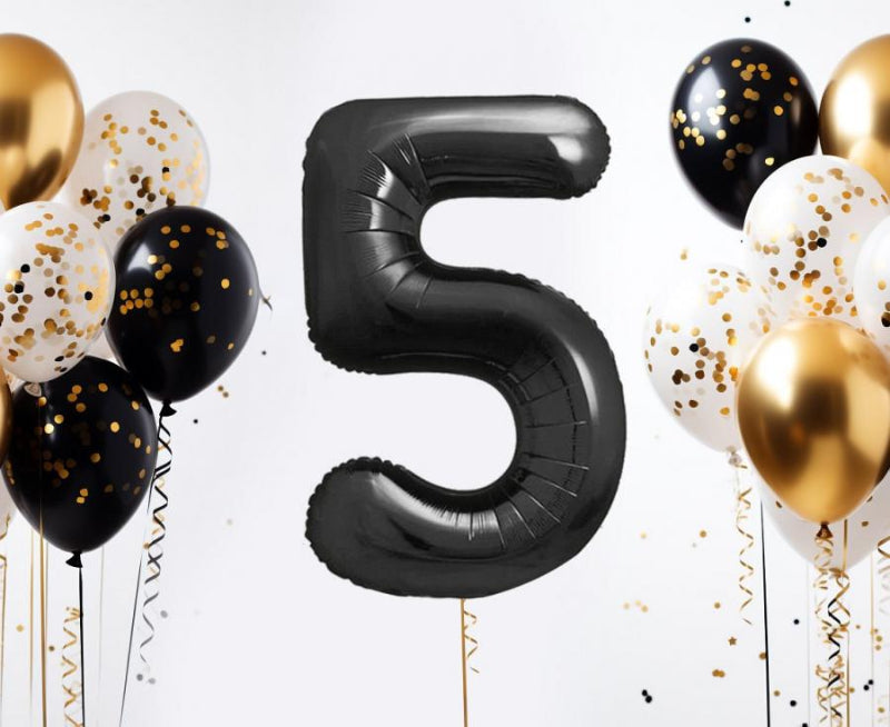 Sort 5-tal, folieballon, 85 cm.