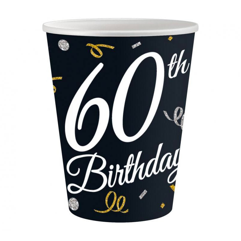 60 års sort Pap kop med motiv - 6 stk i pakken
