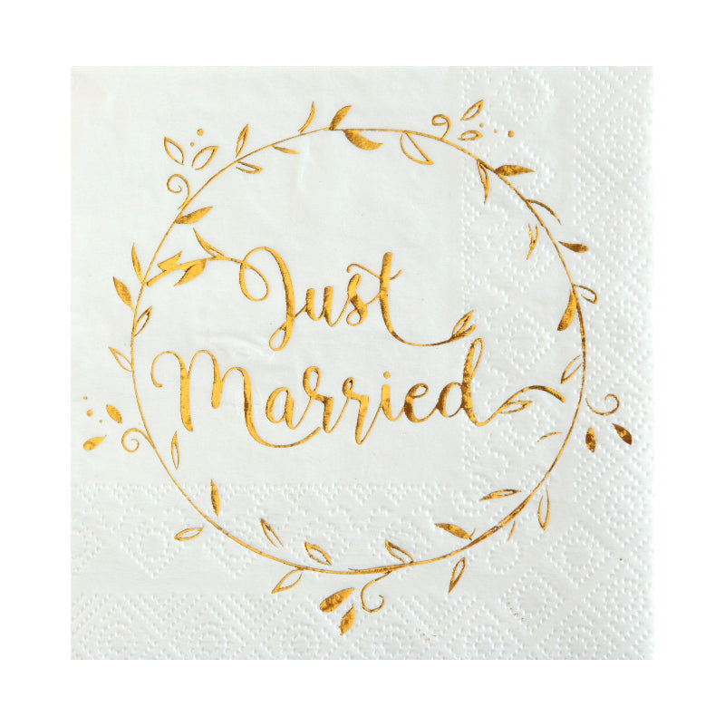 "Just married" cocktailserviet, 20 stk.