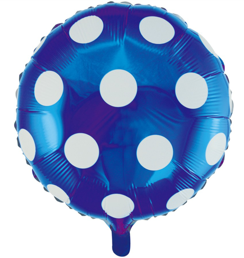 Mørk blå prikket folieballon, 18"