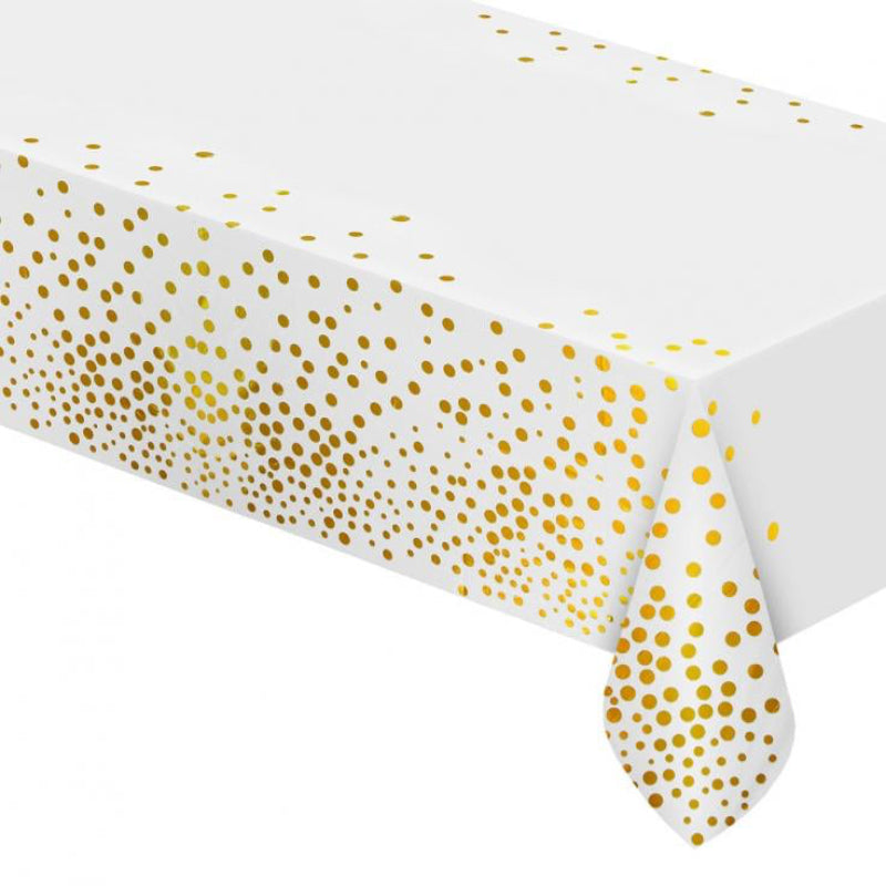 Hvid/ guld foliedug, 137x183 cm.