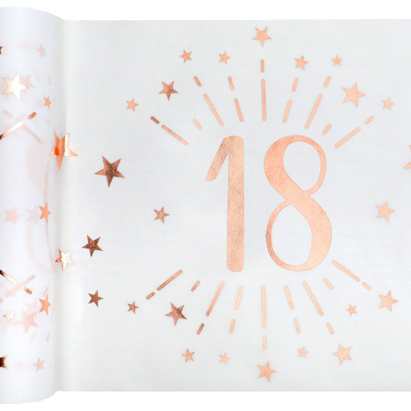 Hvid 18 års bordløber med rose gold, 5 m.