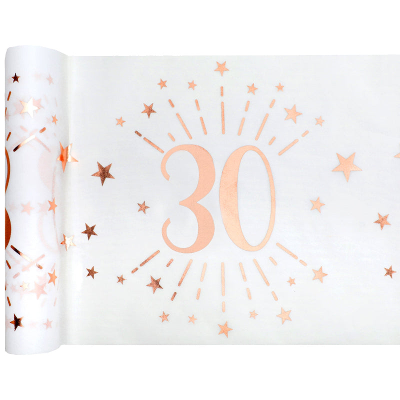 Hvid 30 års bordløber med rose gold, 5 m.