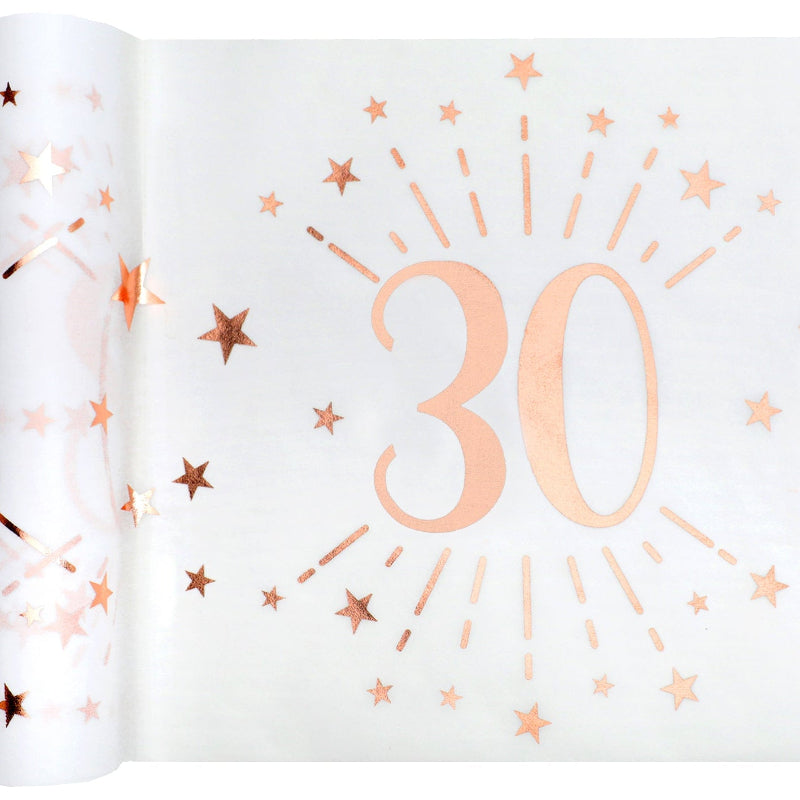 Hvid 30 års bordløber med rose gold, 5 m.