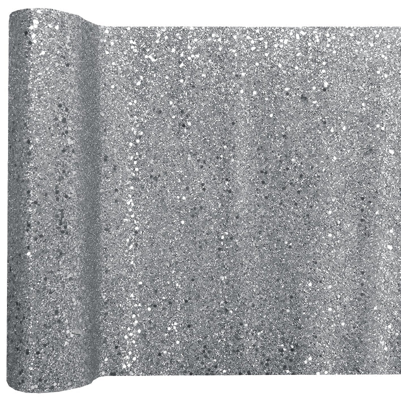 Sølv glitter bordløber, 3 m.