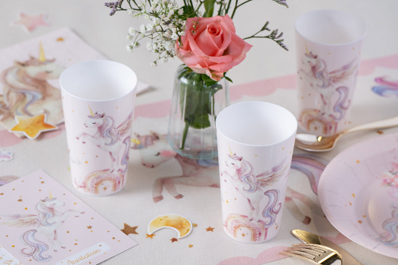 Genanvendelig magisk enhjørning plastkop, 1 stk.