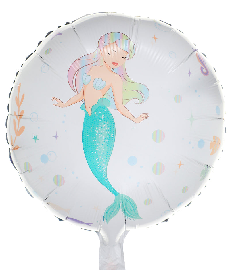 Rund havfrue folieballon, 45 cm.