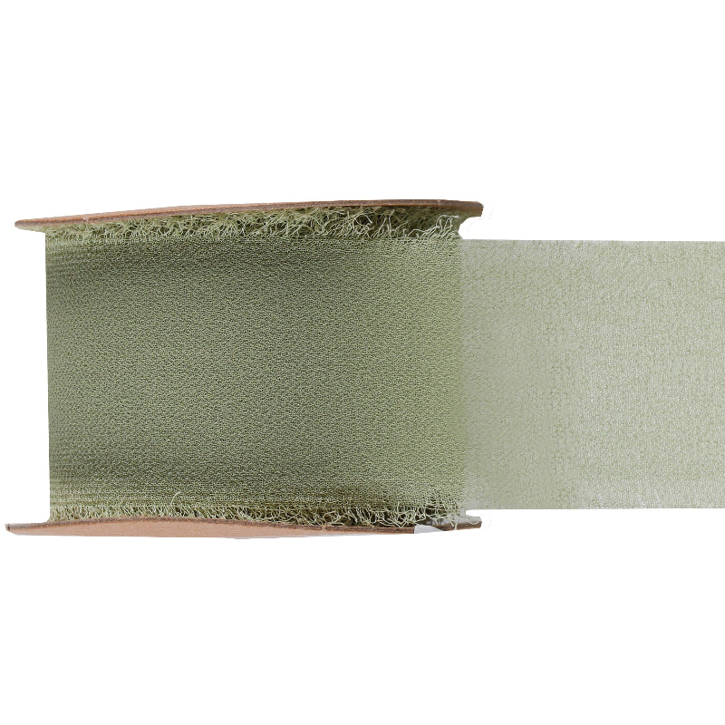 Chiffon bånd, oliven, 40 mm x 5 m.