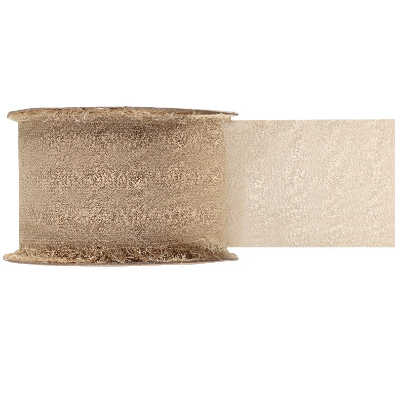 Chiffon bånd, natural, 40 mm x 5 m.