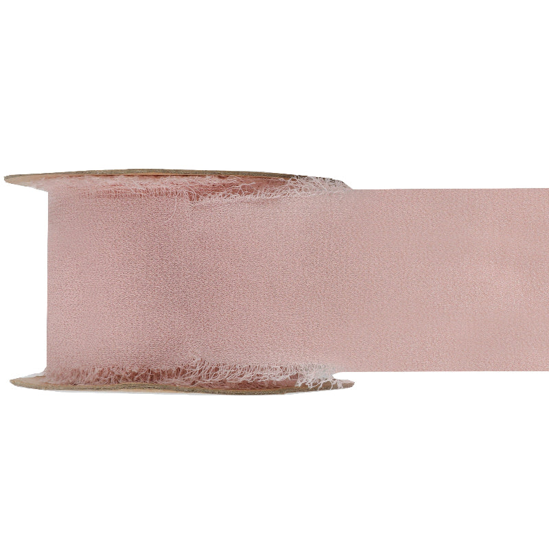 Chiffon bånd, lyserød, 40 mm x 5 m.