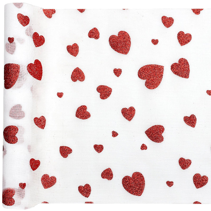 Hvid hjerte bordløber, 3 m.