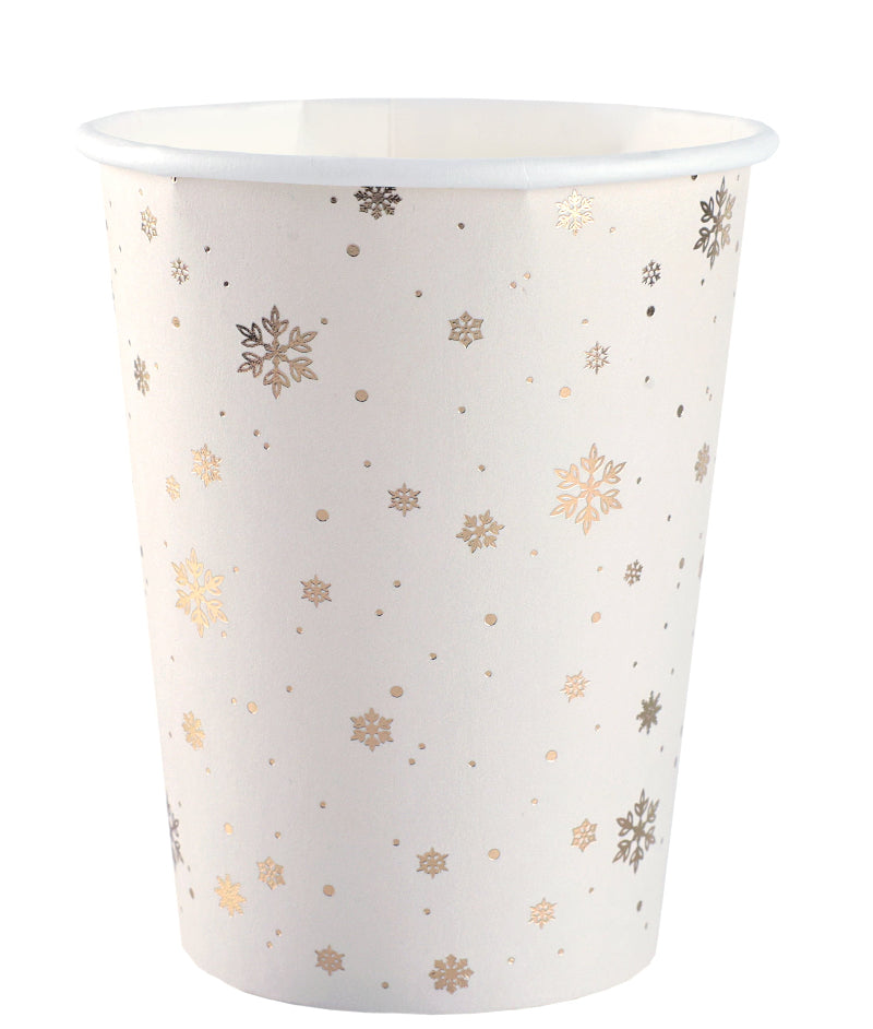 Hvide snefnug kopper, 10 stk.