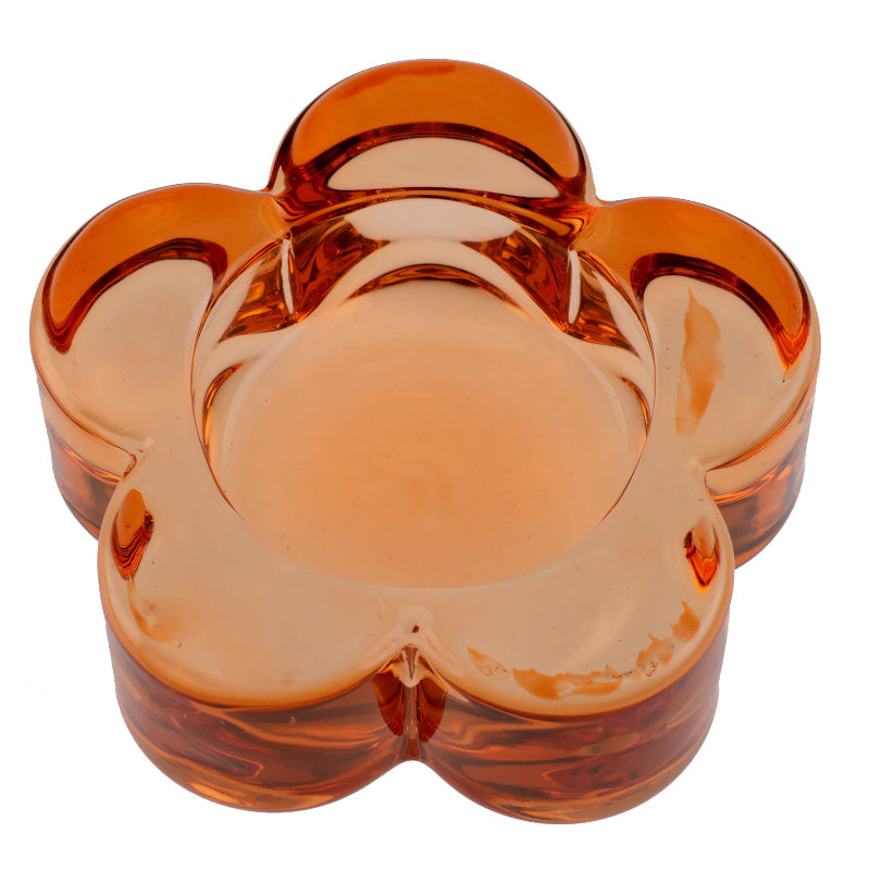 Orange blomster lysestage, 1 stk.