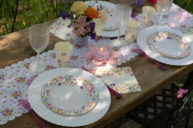 Farverig blomstret serviet, 12 stk.