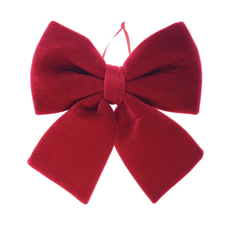 Rød velour sløjfe, 21,5 x 25 cm.