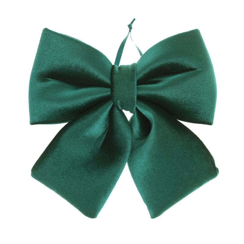 Grøn velour sløjfe, 21,5 x 25 cm.