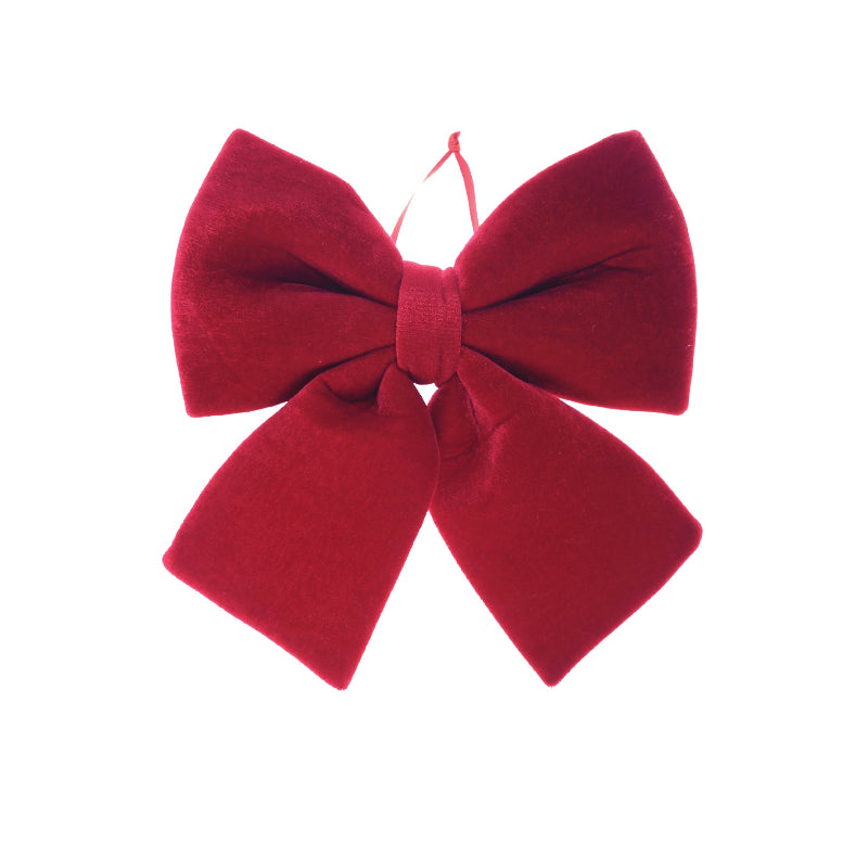 Rød velour sløjfe, 15 x 18 cm.