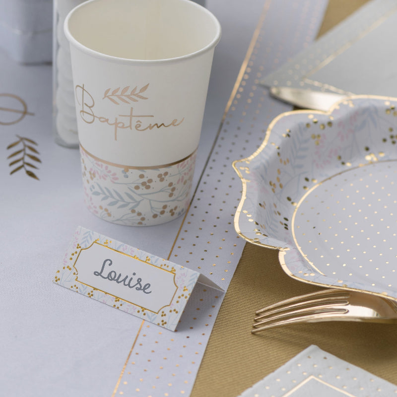 Lyserød, blå og guld bordkort, 10 stk.