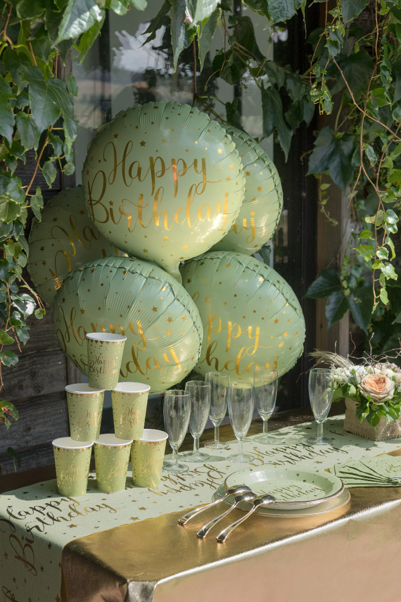 Oliven "Happy birthday" folieballon, 45 cm.