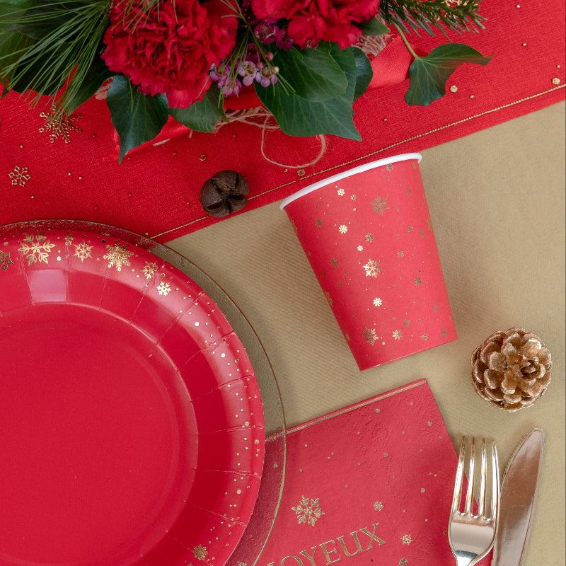 Røde snefnug kopper, 10 stk.