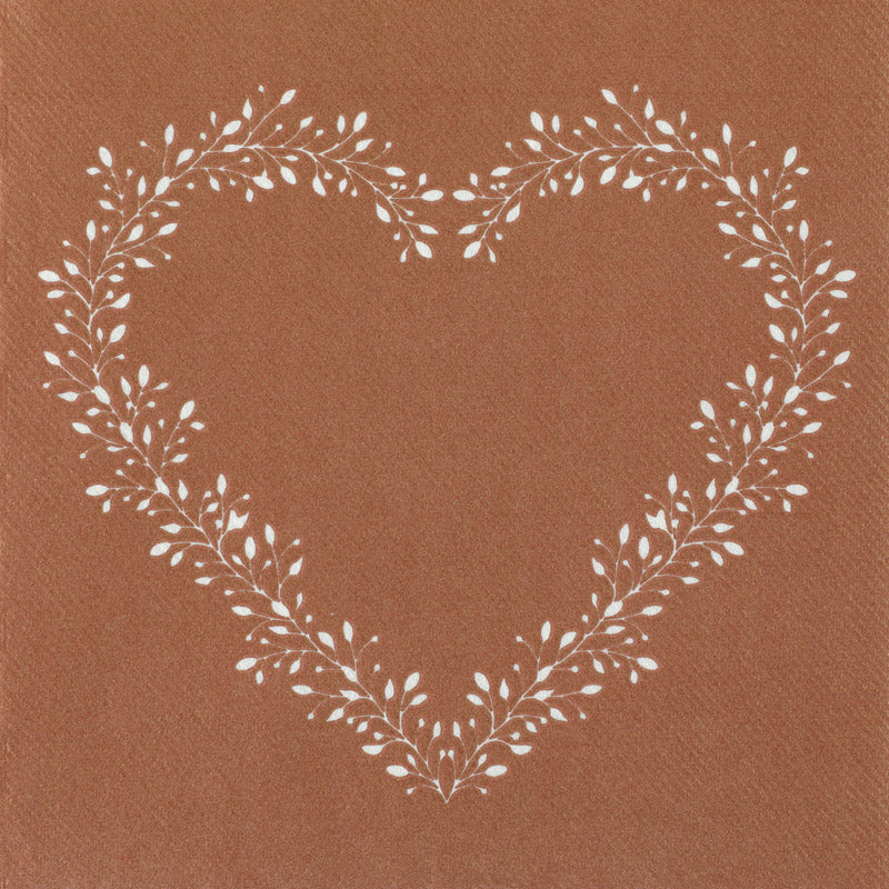 Kobber Servietter med hjerte 40 x 40 cm