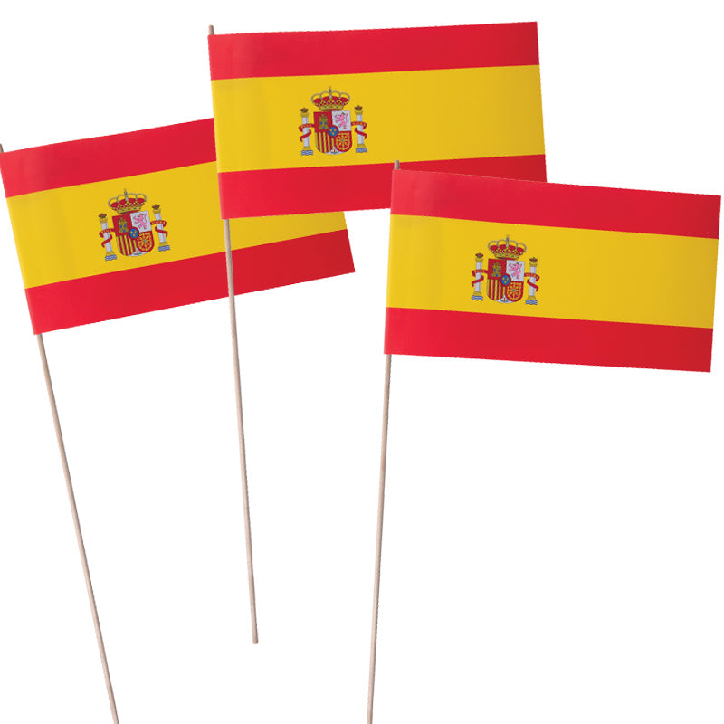 Spanske hurra flag på træpind - 10 stk.