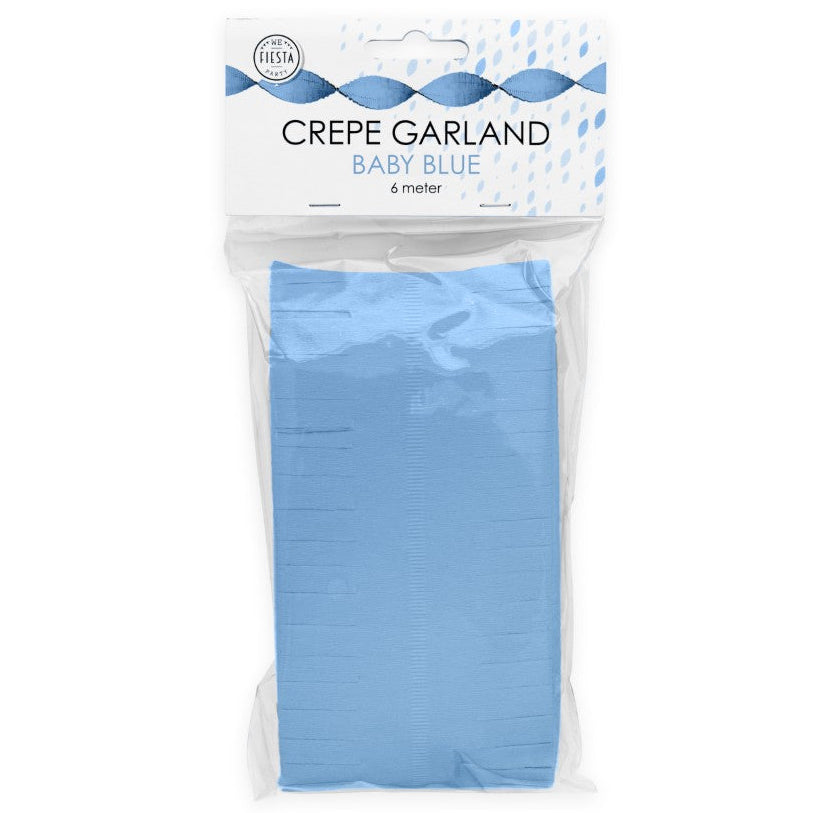 Baby blå frynse crepebånd, 6 m.