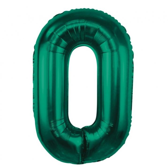 Folieballon tal 0 , flaskegrøn, 85 cm.