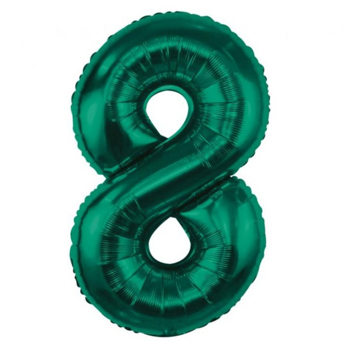 Folieballon tal 8, flaskegrøn, 85 cm.