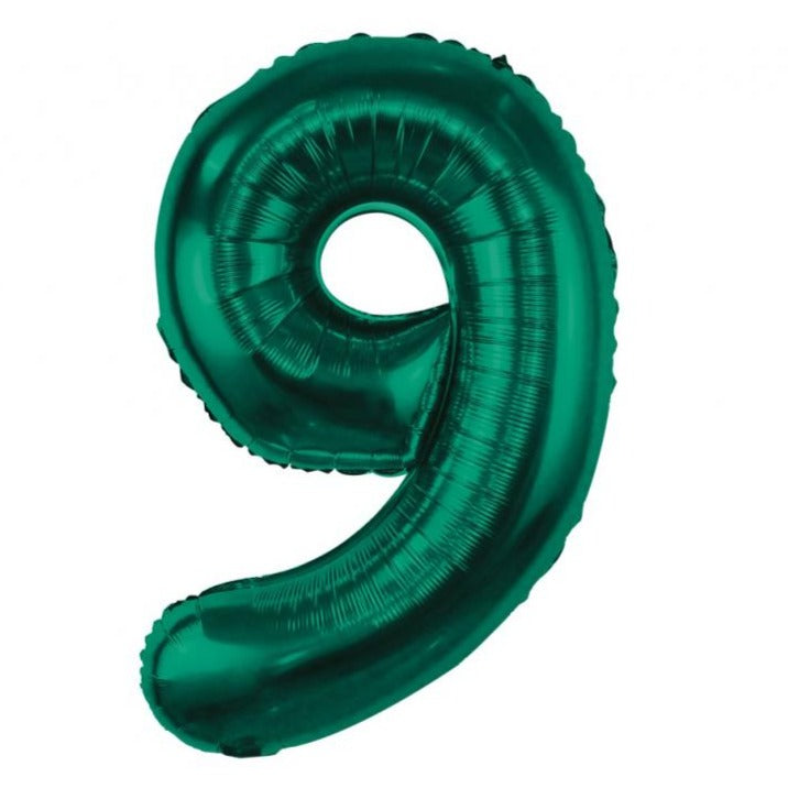 Folieballon tal 9, flaskegrøn, 85 cm.