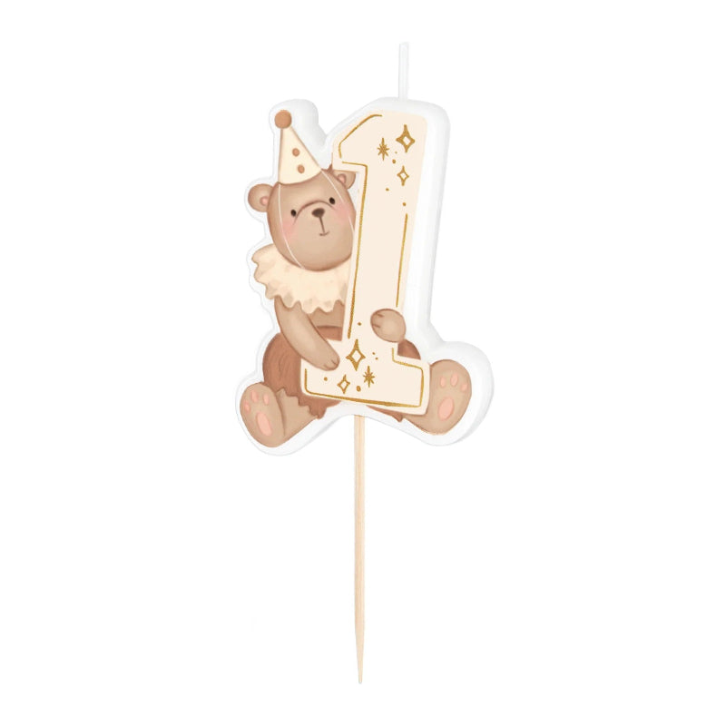 1-års bamse kagelys, 1 stk.