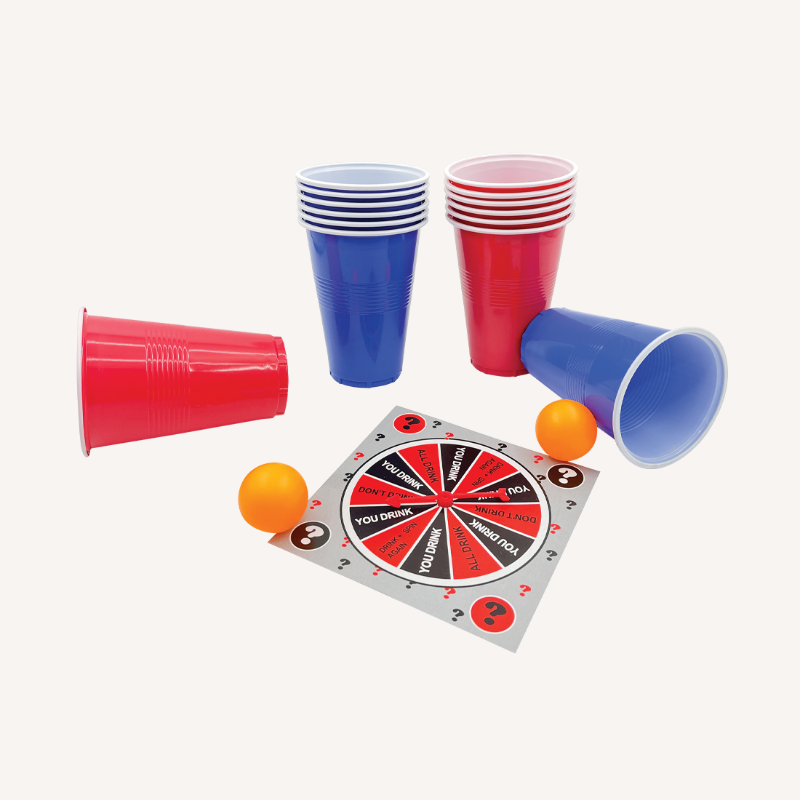 Beerpong spil m. twist, 1 sæt.