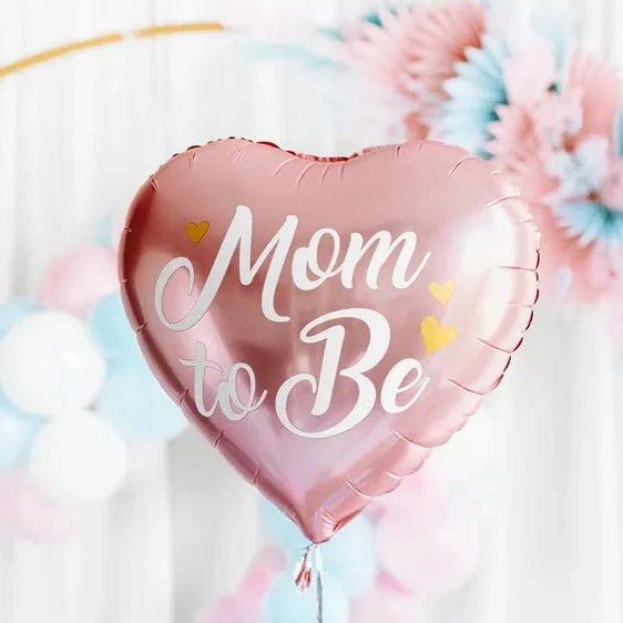 Lyserød "Mom to be" folieballon, 35 cm.